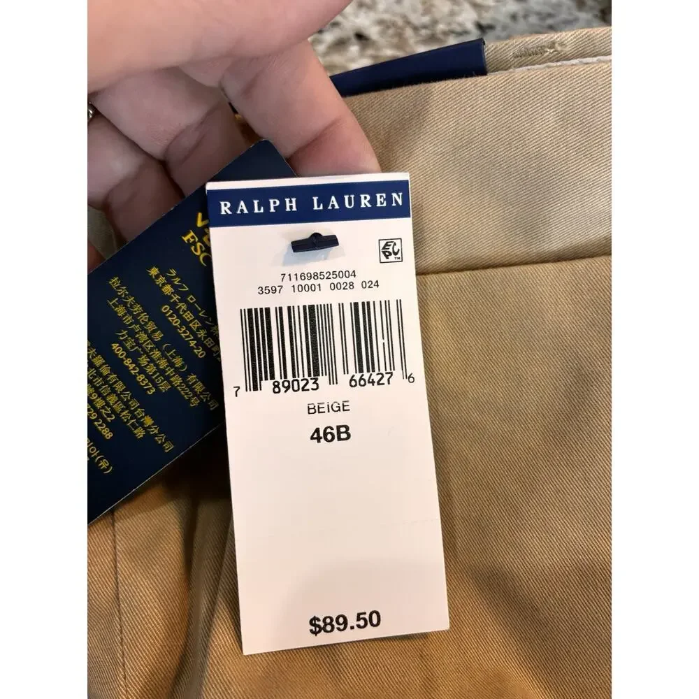 POLO RALPH LAUREN Classic Stretch Fit 9” Beige Men’s 46B BIG NWT